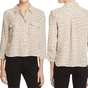 NWOT EQUIPMENT Cropped Giraffe Signature Button Up Shirt Amethyst Fog Multi